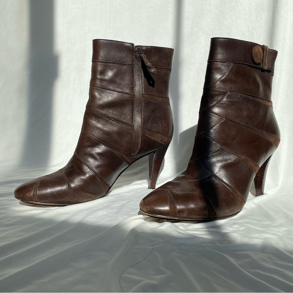 Cole Hann Nike Air Brown Leather & Suede Bootie Heels - Picture 8 of 10